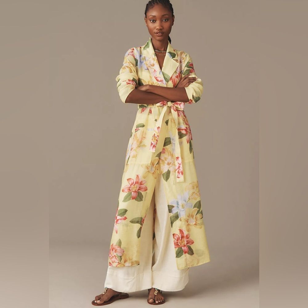 Anthropologie Maeve Sheer Printed Trench Coat NWT